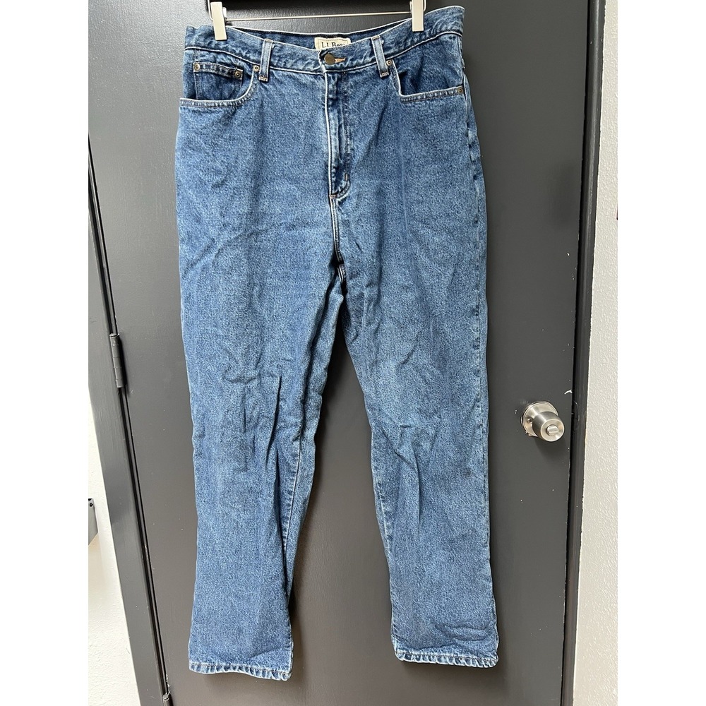 L.L. Bean Relaxed Fit Cotton Floral Lined Jeans Womens 16 MT Medium Tall